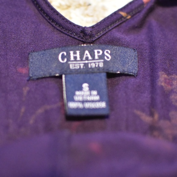 Chaps Purple Floral Ruffle Tank Top - Picture 6 of 7